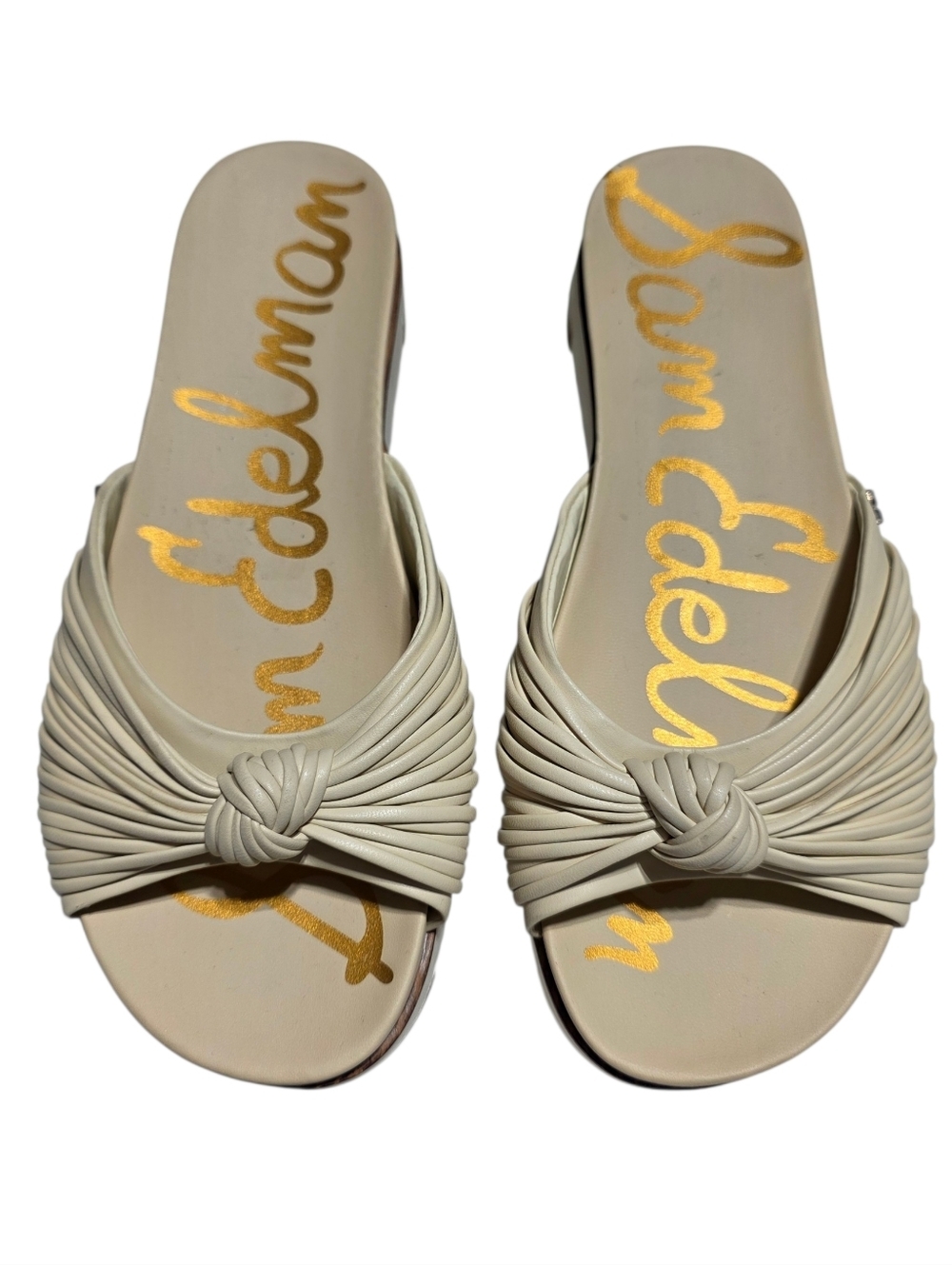SAM EDELMAN ADRIEL KNOTTED PLATFORM SANDALS CREAM SZ 7.5 - Picture 3 of 12